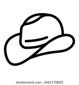 Wide brimmed hat icon outline vector. Western clothing. Horseman head accessory