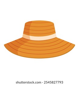 Wide brimmed orange summer hat offering protection from the sun, perfect for beach vacations