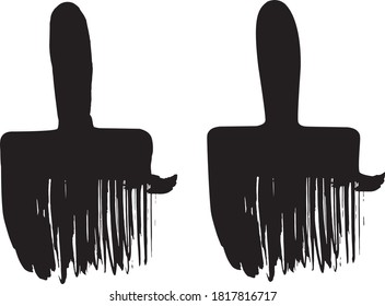 Wide bristle paint brush. Sign. Logo. Vector illustration