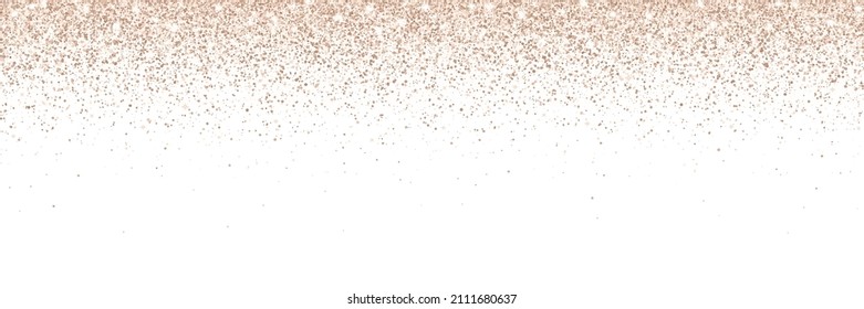 Wide Bronze Glitter Particles On White Background. Vector