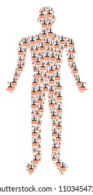 Wide brush human representation. Vector wide brush icons are organized into man collage.