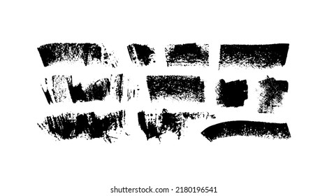 Wide charcoal vector strokes collection. Hand drawn scribble sketch banners with pencil texture. Set of abstract simple horizontal shapes. Black chalk strokes, banners and separators. Grunge elements.