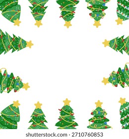 Wide Christmas Tree Frame. Frame Background Illustration