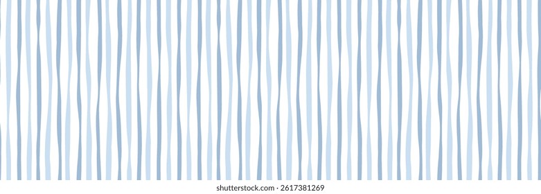 Wide coastal white and blue sophisticated vertical vector stripes, retro elegant traditional texture banner, wavy stripe abstract print cover design