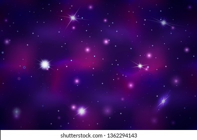 Wide colorful deep space background with bright stars and constellations