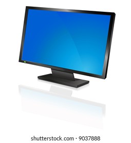 wide computer flat screen, blue