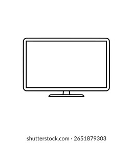 A wide computer monitor or television screen in a simple outline style. A minimalist icon representing technology, entertainment, or a workspace.