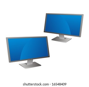 Wide computer noname flat screen reflecting