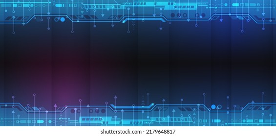 El concepto de Internet y de redes de ciberseguridad. Ilustración vectorial de alta tecnología con varios elementos tecnológicos. Resumen del concepto global de ciencia ficción. Comunicación digital en Internet sobre fondo azul.