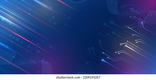 Wide Cyber security internet and networking concept. Hi-tech vector illustration with various technology elements. Abstract global sci fi concept. Digital internet communication on blue background.