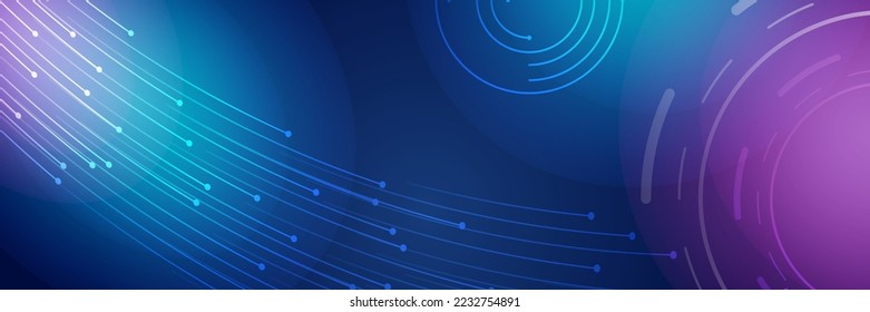 Wide Cyber Security Internet und Netzwerk Konzept. Hightech-Vektorgrafik mit verschiedenen Technologieelementen. Abstraktes globales Science-Fiction-Konzept. Digitale Internetkommunikation auf blauem Hintergrund.
