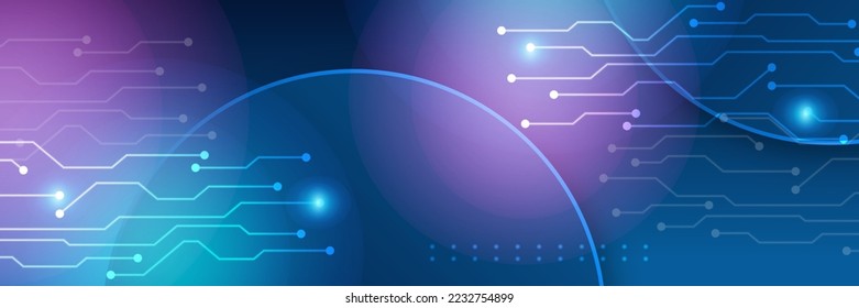Wide Cyber security internet and networking concept. Hi-tech vector illustration with various technology elements. Abstract global sci fi concept. Digital internet communication on blue background.