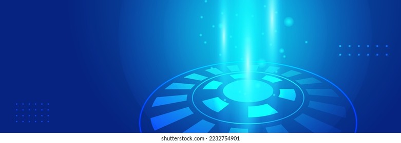 Wide Cyber security internet and networking concept. Hi-tech vector illustration with various technology elements. Abstract global sci fi concept. Digital internet communication on blue background.