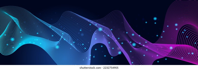 Wide Cyber security internet and networking concept. Hi-tech vector illustration with various technology elements. Abstract global sci fi concept. Digital internet communication on blue background.