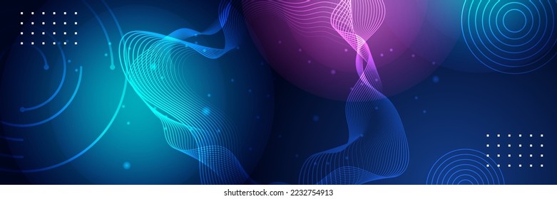 Wide Cyber security internet and networking concept. Hi-tech vector illustration with various technology elements. Abstract global sci fi concept. Digital internet communication on blue background.