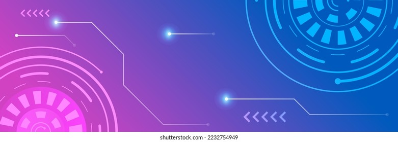 Wide Cyber security internet and networking concept. Hi-tech vector illustration with various technology elements. Abstract global sci fi concept. Digital internet communication on blue background.