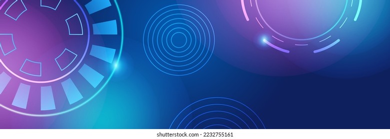 Wide Cyber security internet and networking concept. Hi-tech vector illustration with various technology elements. Abstract global sci fi concept. Digital internet communication on blue background.