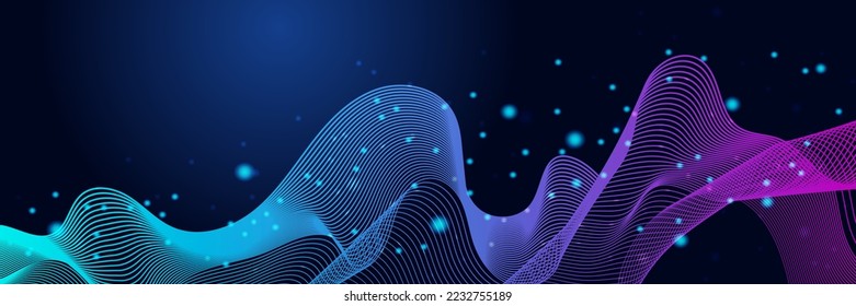 Wide Cyber Security Internet und Netzwerk Konzept. Hightech-Vektorgrafik mit verschiedenen Technologieelementen. Abstraktes globales Science-Fiction-Konzept. Digitale Internetkommunikation auf blauem Hintergrund.