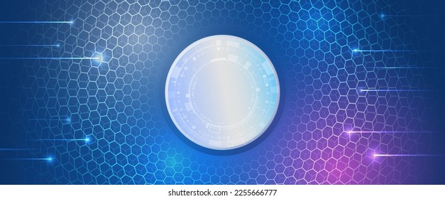 Wide Cyber security internet and networking concept. Hi-tech vector illustration with various technology elements. Abstract global sci-fi concept. Digital internet communication on blue background.