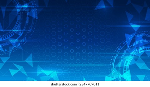 Wide Cyber security internet and networking concept. Hi-tech vector illustration with various technology elements. Abstract global sci fi concept. Digital internet communication on blue background.