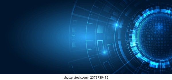 El concepto de Internet y de redes de ciberseguridad. Ilustración vectorial de alta tecnología con varios elementos tecnológicos. Resumen del concepto global de ciencia ficción. Comunicación digital en Internet sobre fondo azul. 