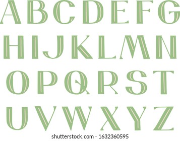 Wide decorative hand-drawn type. Capital Latin letters with inline strokes, in pastel colors.