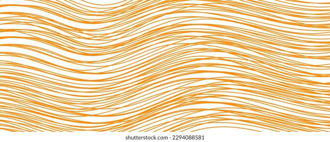 Wide doodle pasta, abstract background with pasta, makaroni or spaghetti. Horizontal banner with hand drawn yellow line