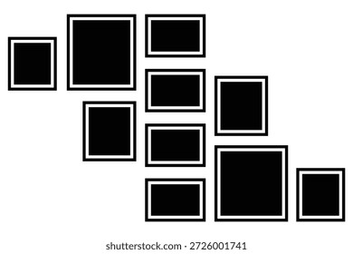 Wide empty photo collage template. photo collage mockup frame. Image collage layout template set. Photo album or memory wall idea for banner, poster, mockup, flyer.