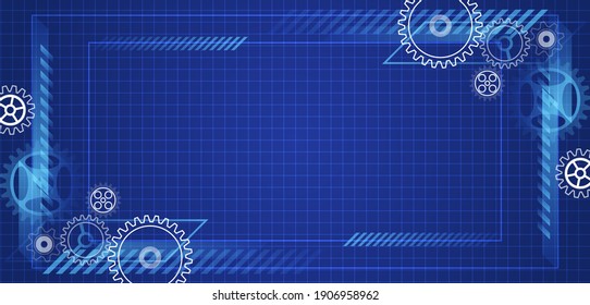 Antecedentes del amplio mecanismo de ingeniería. Concepto de innovación en el diseño de ruedas de engranajes tecnológicos. Resumen de la ilustración vectorial de la comunicación de la rueda cognitiva.