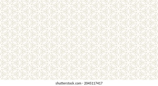 Wide floral geometric grid pattern. Seamless luxury linear gold ornament with flower, diamond shapes. Vector arabic illustration used for design wallpaper, wrapping, covers