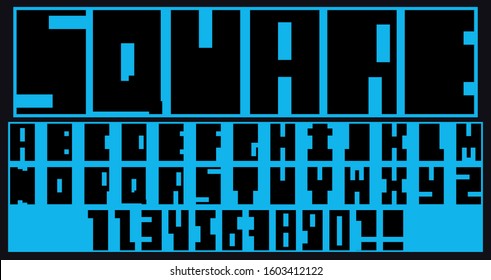 Wide font of straight lines. A certain style for an unusual font. Vector image.