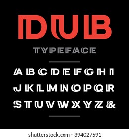 Wide font. Vector alphabet with latin letters and numbers.
