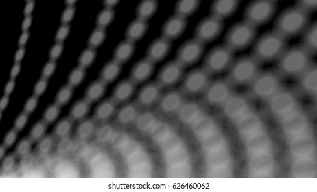 Wide format abstract background with halftone effect, visual illusion of gradient effect. Rhythmic circles. Decorative shapes. Vector EPS10 with transparency. Digitally wallpaper. 16 : 9
