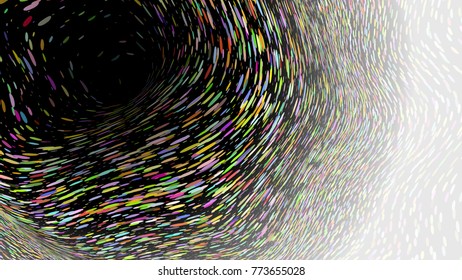 Wide format abstract background, optical illusion of gradient effect. Stipple effect. Rhythmic noise particles. Grain texture. Full HD wallpaper with colorful strokes. Vector EPS10 with transparency