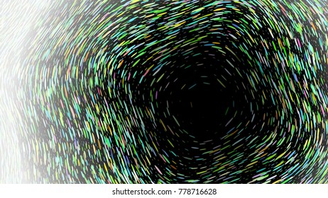 Wide format abstract background, optical illusion of gradient effect. Stipple effect. Rhythmic noise particles. Grain texture. Full HD wallpaper with colorful strokes. Vector EPS10 with transparency