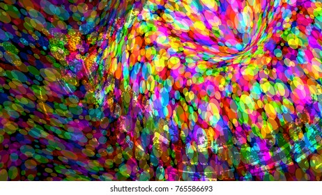 Wide format abstract background. Stipple effect. Composition of rhythmic multicolor mosaic tiles. Decorative spectrum background.