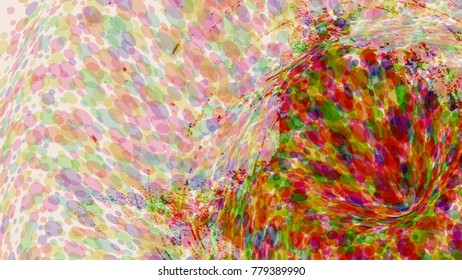 Wide format abstract background. Stipple effect. Composition of rhythmic multicolor mosaic tiles. Decorative spectrum background. Full HD 4K colorful wallpaper. Vector EPS10 with transparency