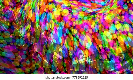 Wide format abstract background. Stipple effect. Composition of rhythmic multicolor mosaic tiles. Decorative spectrum background. Full HD 4K colorful wallpaper. Vector EPS10 with transparency