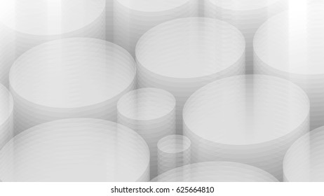 Wide format abstract background, visual illusion of gradient effect. Rhythmic circles. Decorative shapes. 3d grey background. Vector EPS10 without gradient with transparency. Motion blur illusion