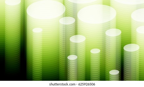 Wide format abstract background, visual illusion of gradient effect. Rhythmic circles. Decorative shapes. 3d green background. Vector EPS10 without gradient with transparency. Motion blur illusion