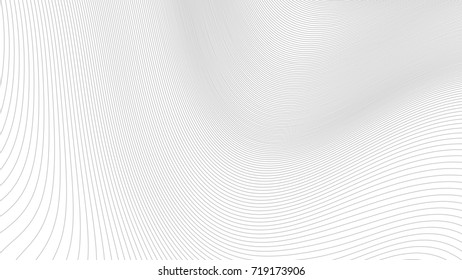 Wide format abstract background, visual illusion of 3d effect. Rhythmic lines. Technology background, vector