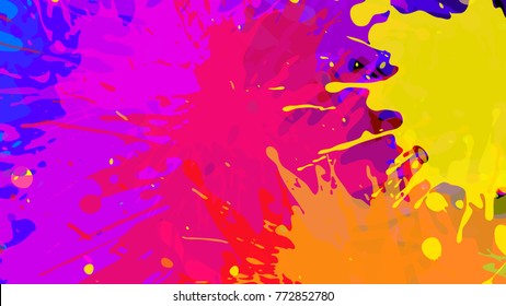 Wide format abstract colorful grunge background. Place for text. Paint splashes. Background for presentation business card. Full HD 4K wallpaper. Vector without gradient, EPS10 with transparency