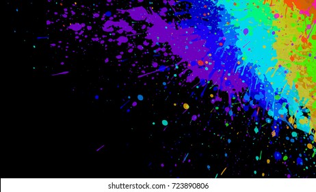 Wide format abstract grunge background. Vector EPS10 without gradient with transparency. Place for text. Paint splashes theme. Background for presentation, business card. Digitally wallpaper. 16 : 9