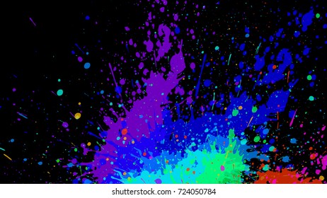 Wide format abstract grunge background. Vector EPS10 without gradient with transparency. Place for text. Paint splashes theme. Background for presentation, business card. Digitally wallpaper. 16 : 9