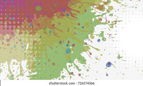 Wide format abstract grunge background. Vector EPS10 without gradient with transparency. Place for text. Paint splashes theme. Background for presentation, business card. Digitally wallpaper.