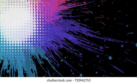 Wide format abstract grunge background. Vector EPS10 without gradient with transparency. Place for text. Paint splashes theme. Background for presentation, business card. Digitally wallpaper. 16 : 9