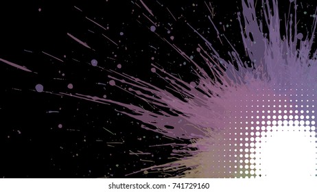 Wide format abstract grunge background. Vector EPS10 without gradient with transparency. Place for text. Paint splashes theme. Background for presentation, business card. Digitally wallpaper. 16 : 9