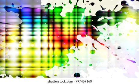 Wide format abstract grunge background. Vector EPS10 with mesh gradient and transparency. Place for text. Paint splashes. Background for funky card, flyer party. Full HD 4K grunge wallpaper.