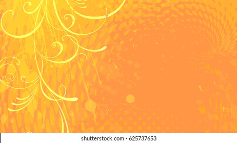 Wide format floral grunge background. Vector EPS10 without gradient with transparency. Place for text. Summer or spring theme. Background for presentation. Digitally wallpaper. 16 : 9