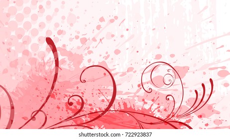 Wide format floral grunge background. Vector EPS10 without gradient with transparency. Place for text. Nature ecology theme. Background for presentation. Digitally wallpaper. 16 : 9
